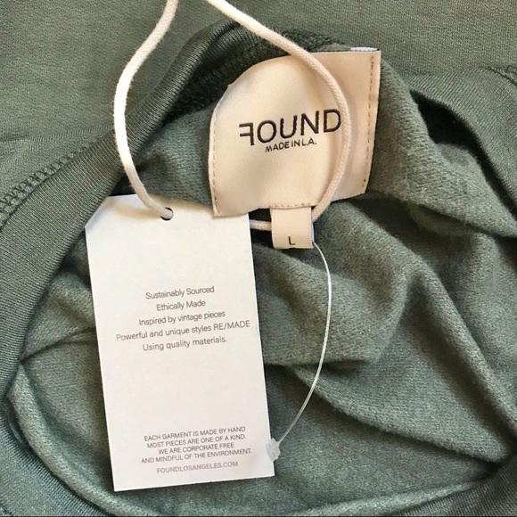 (A6) Nordstrom FOUND Los Angeles Olive Green Oversized Long Sleeve Shirt, Size L - Picture 5 of 6